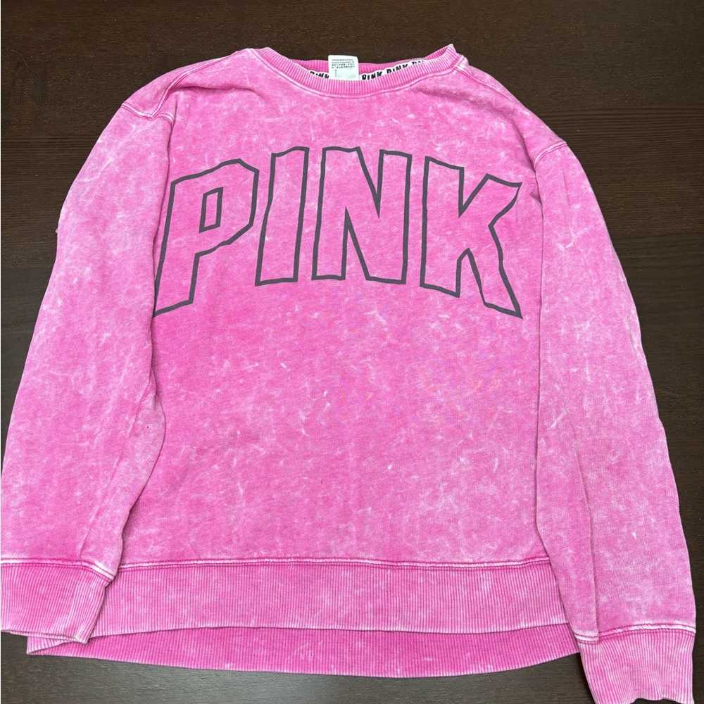 PINK Victoria's Secret Tie-Dye Pink Crew Neck Sweater